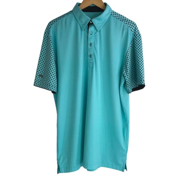 G Mac By Kartel Men's Shirt Size Medium M Blue Short Sleeve Golf Polo Polkadot - Picture 1 of 7